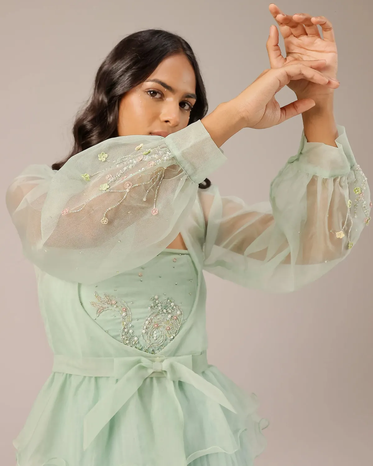 Our Dve Tropical Sorbet Flora giacca blu organza