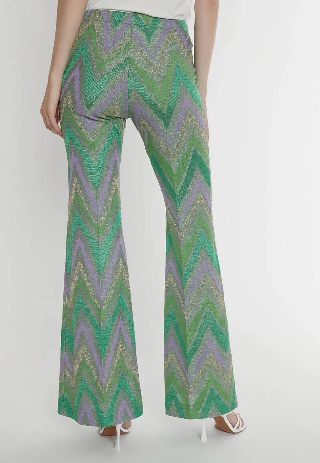 Ana Alcazar Pitora pantaloni zampa lurex verde