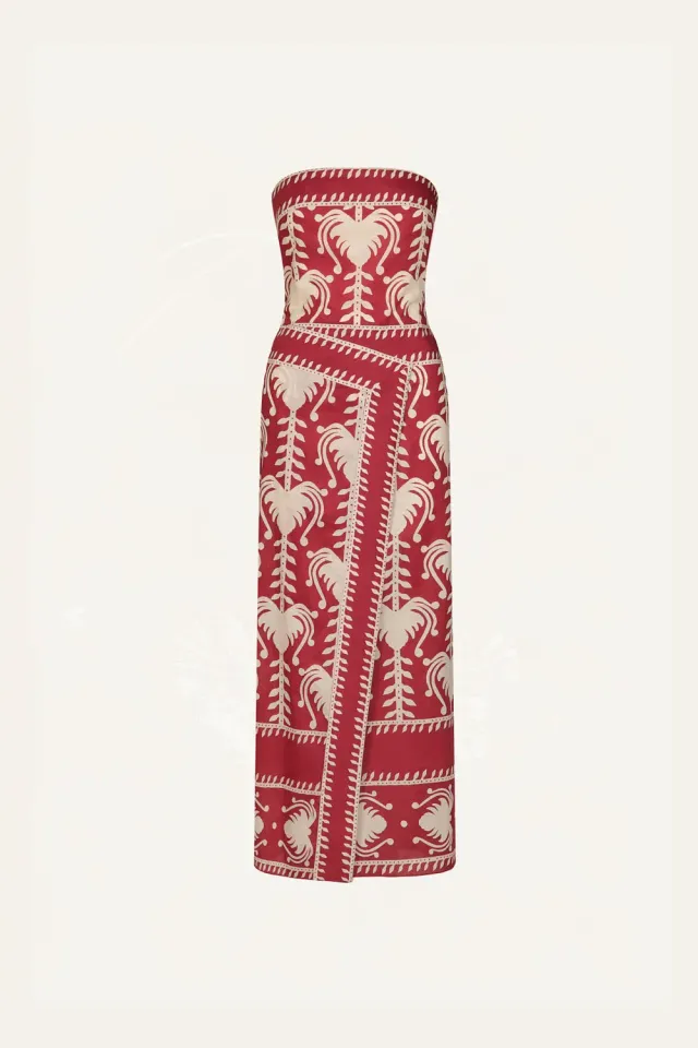 Johanna Ortiz Whale Tail Ancient Peru abito monospalla rosso