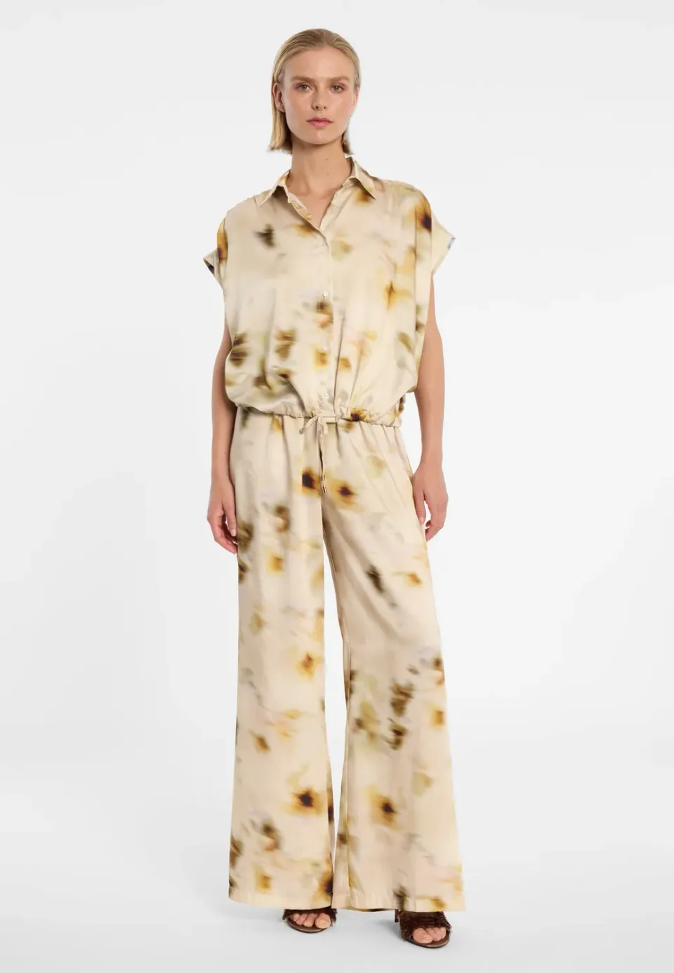 Ana Alcazar Dorna pantaloni palazzo raso beige