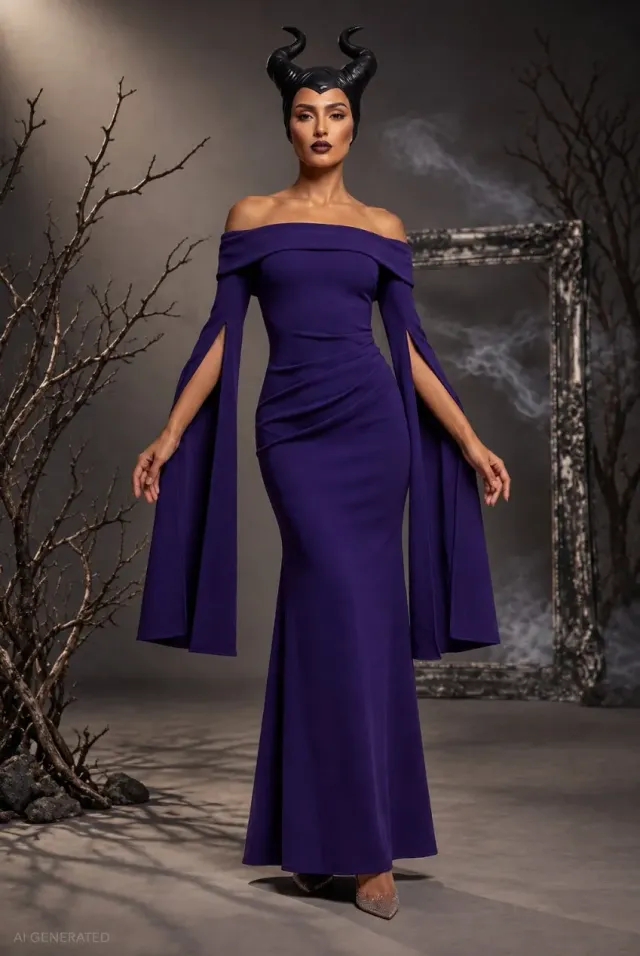 Goddiva costume Halloween maxi viola mantella