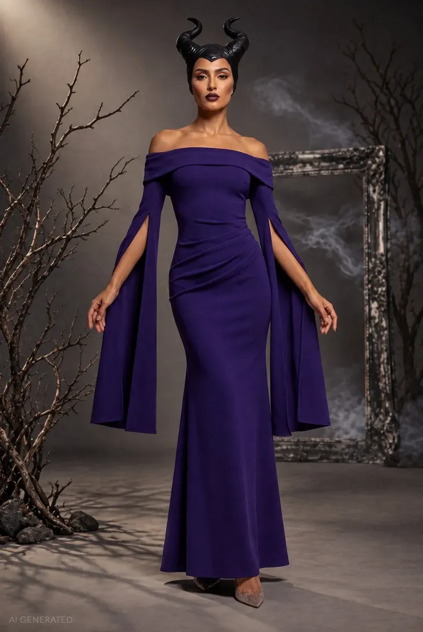 Goddiva costume Halloween maxi viola mantella