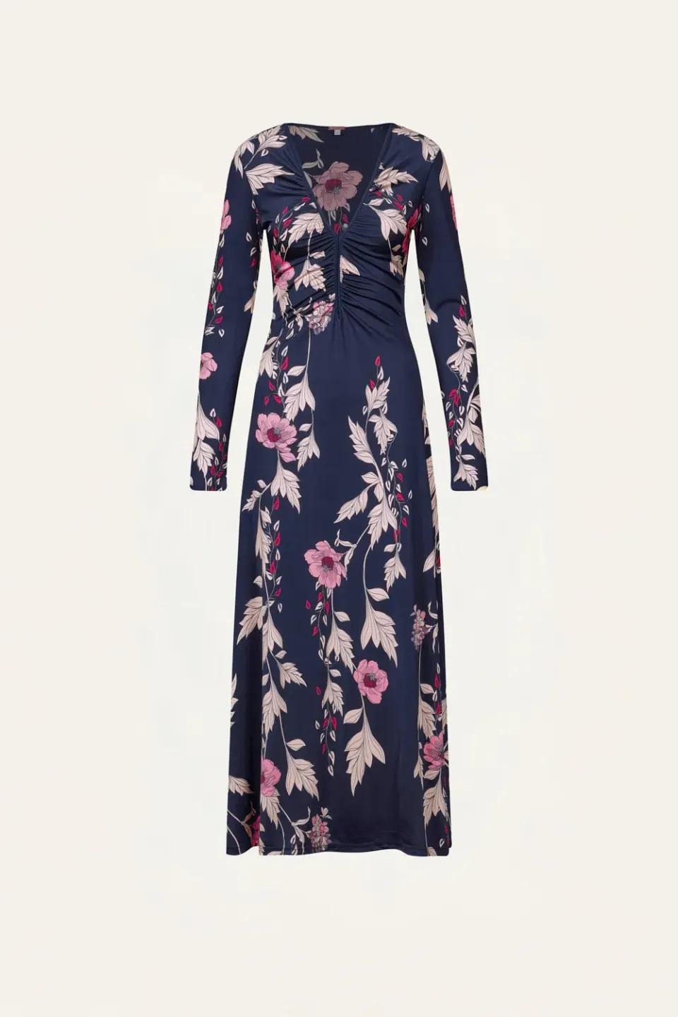 Johanna Ortiz Alma Bordada abito midi navy jersey