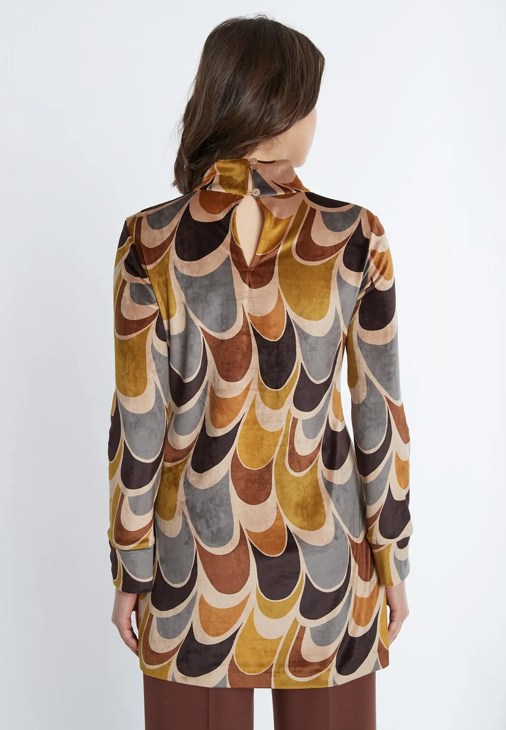 Ana Alcazar Sotony top lungo velluto marrone