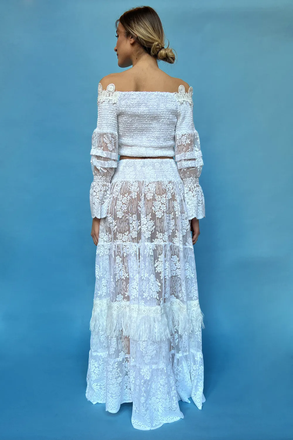 Antica Sartoria DV1645 completo top e gonna bianco cotone