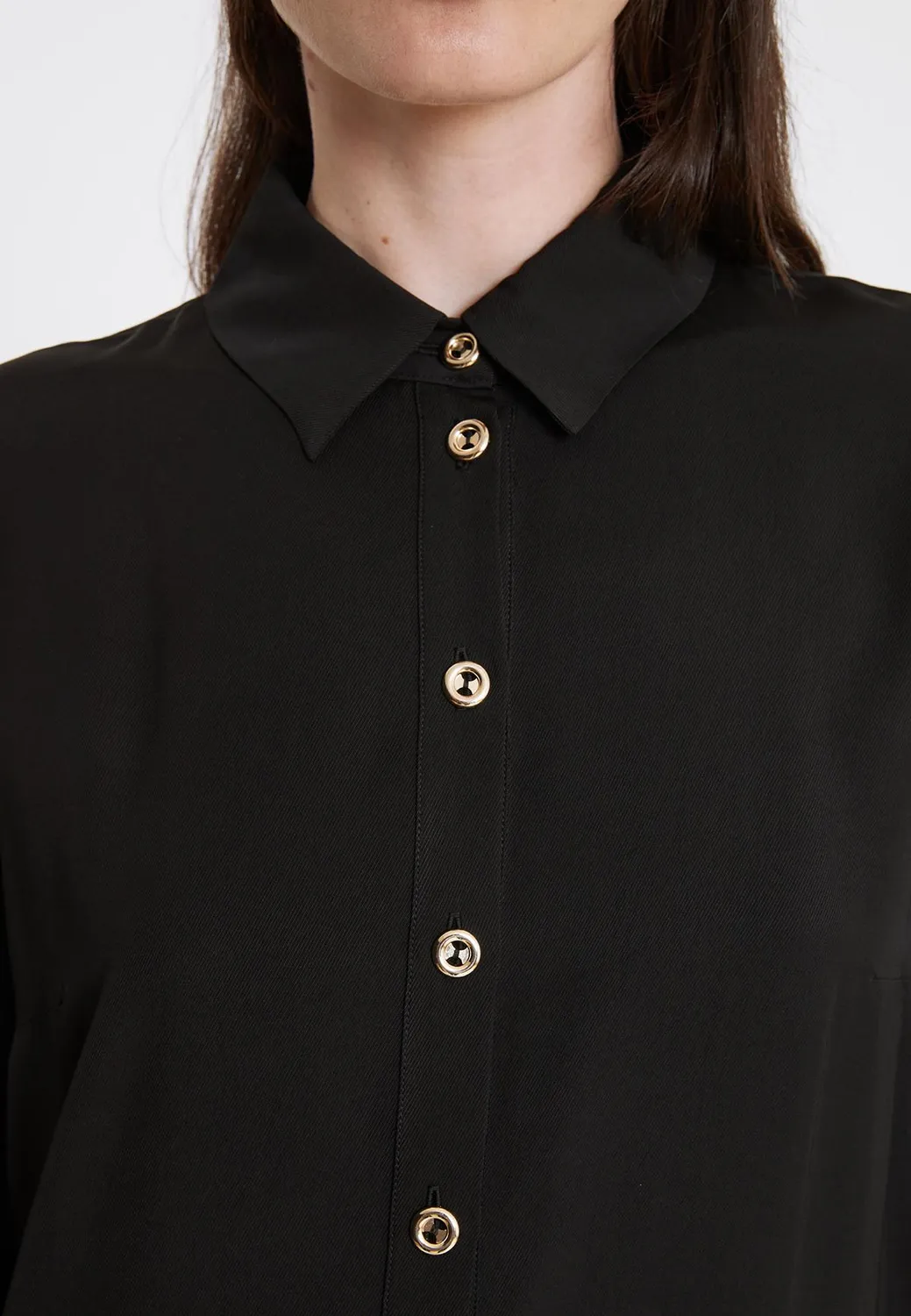 Ana Alcazar Rakora abito camicia midi nero
