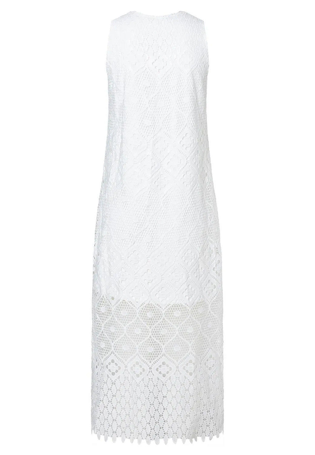 Ana Alcazar Wabora midi abito pizzo bianco scollo V