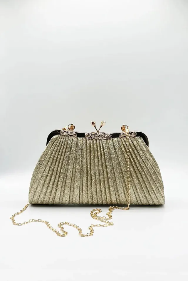 SVNX Glitter pochette oro metallizzata catena