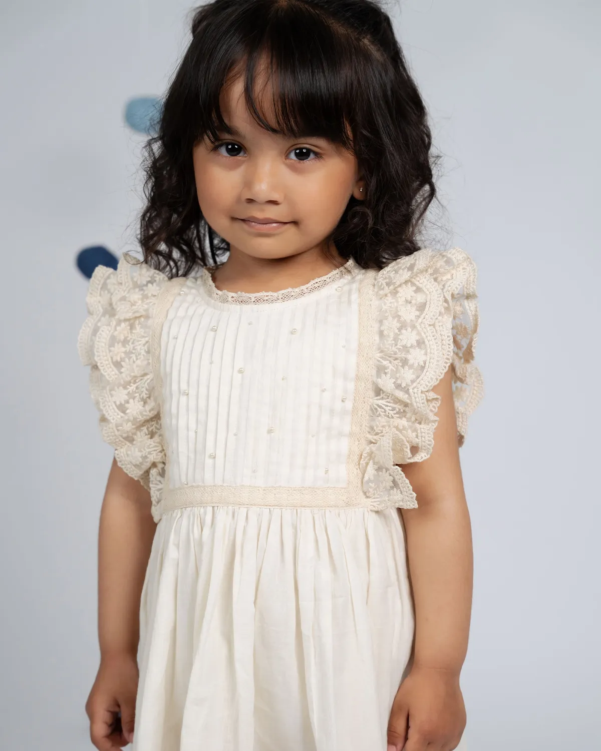 Our Dve Rosie abito bambina beige cotone
