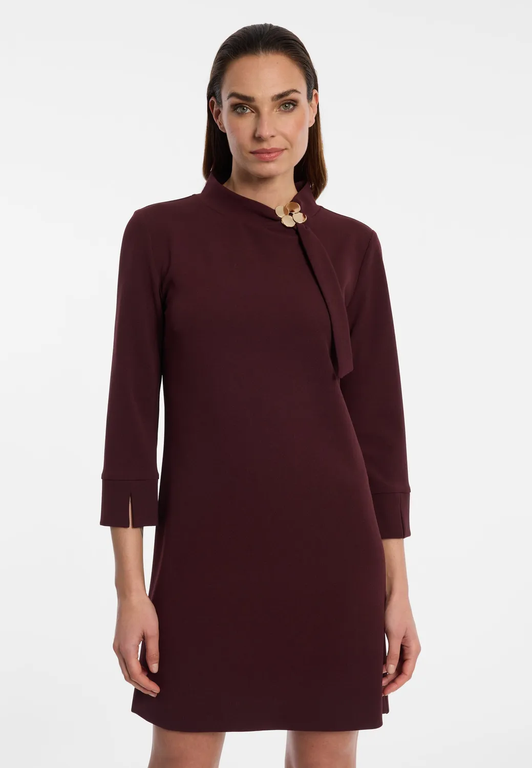 Ana Alcazar Evira tubino elegante drappeggio oro