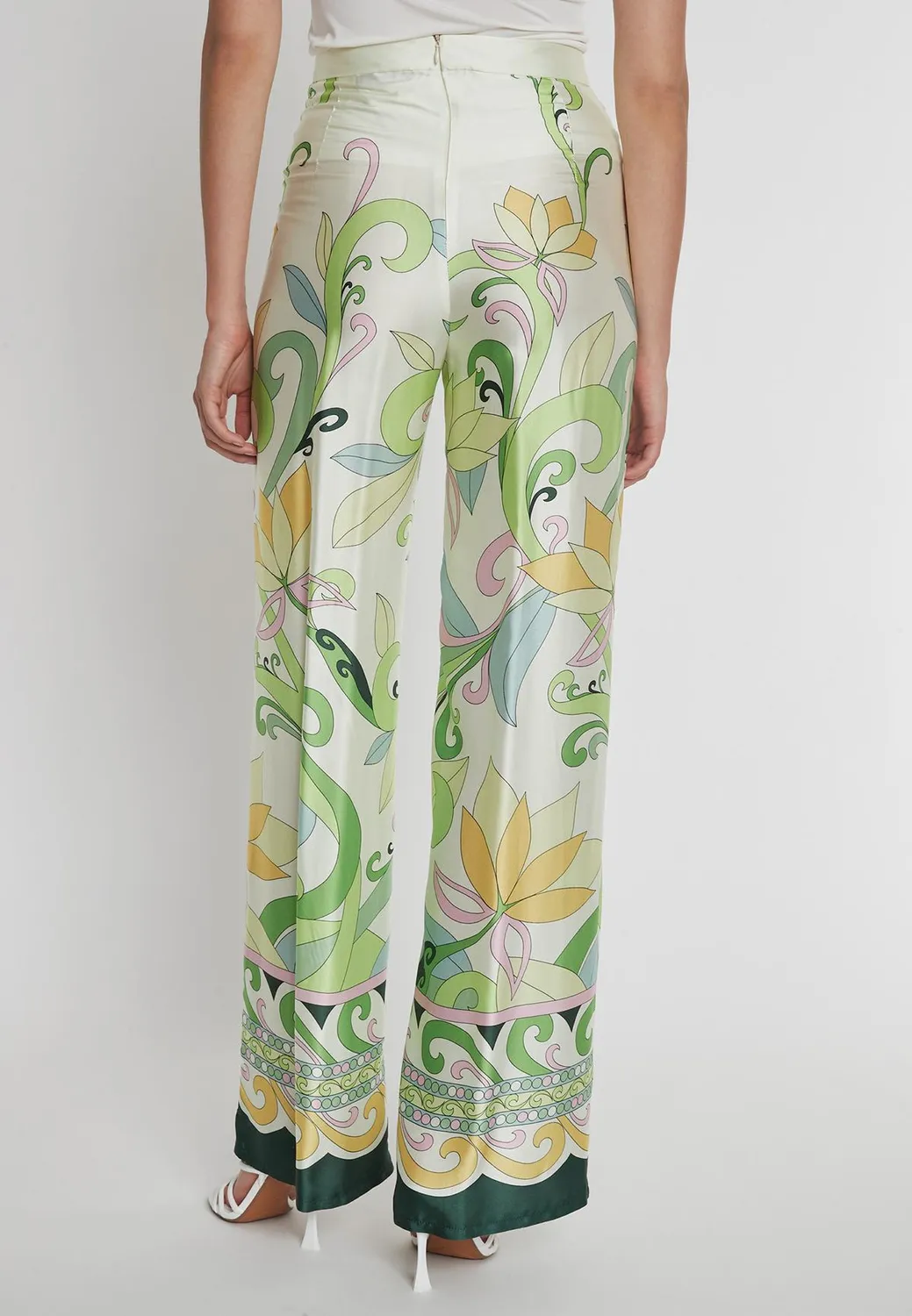Ana Alcazar Pecosa pantaloni satin fantasia floreale