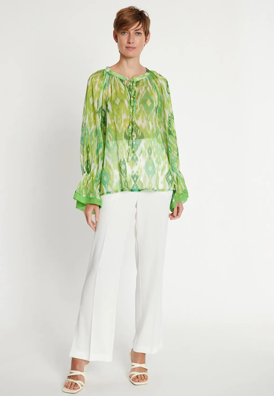 Ana Alcazar Lilori blusa chiffon verde fantasia
