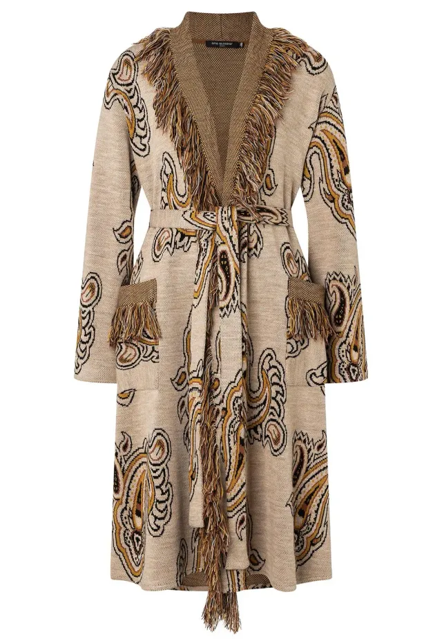 Ana Alcazar Haberi cappotto maglia beige paisley