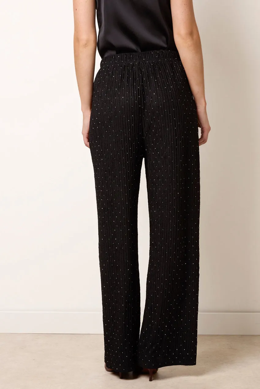 Blue Vanilla Diamante Textured pantaloni neri con strass