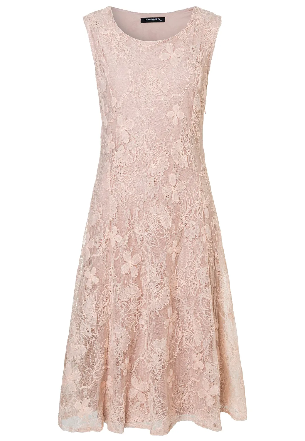 Ana Alcazar Daisi abito pizzo rosa gonna svasata