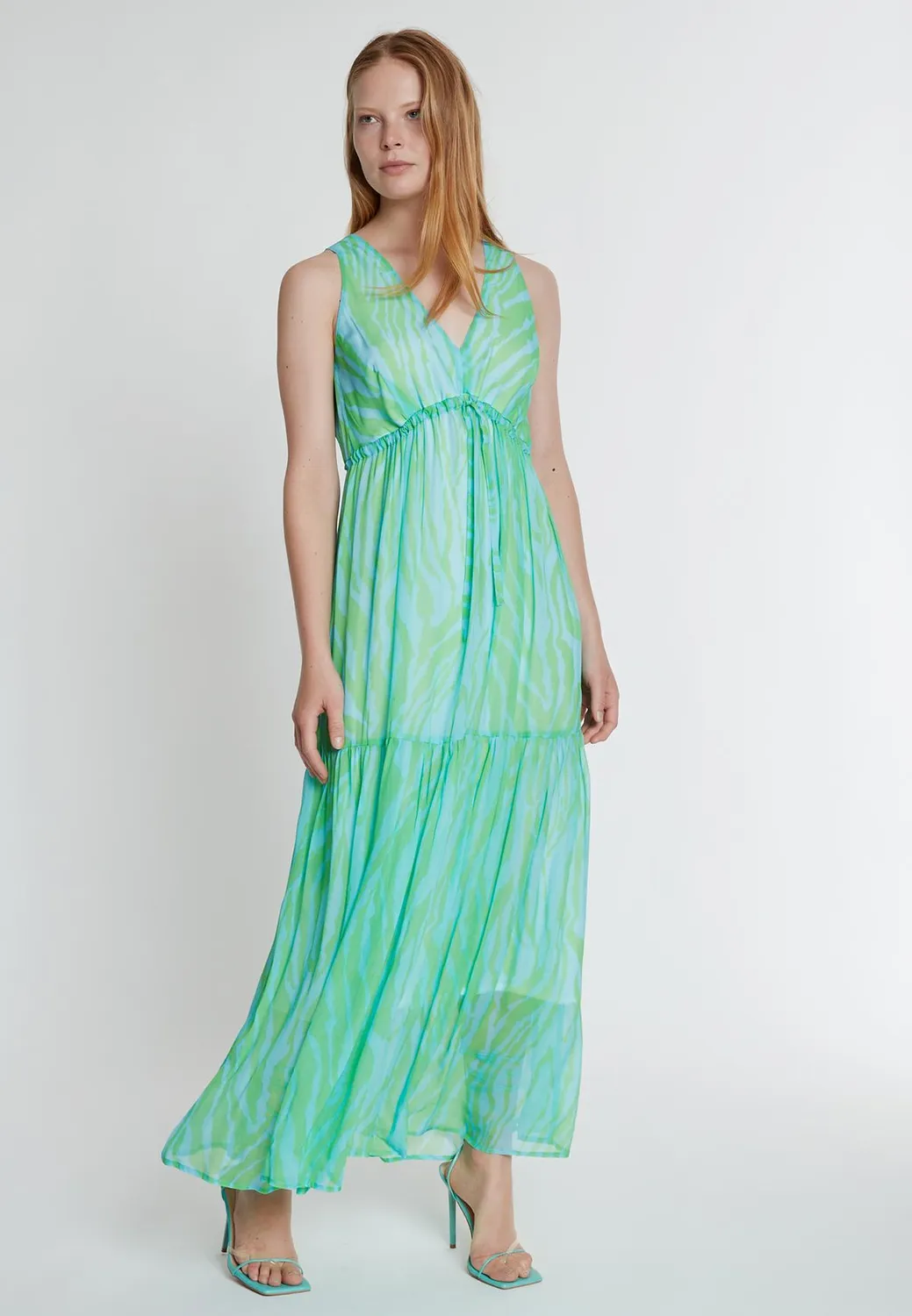 Ana Alcazar Keddy abito maxi lungo fantasia zebra