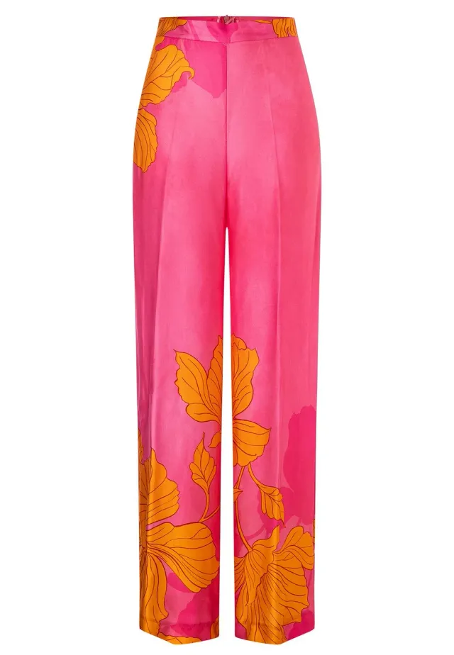 Ana Alcazar Paska pantaloni raso rosa a fiori