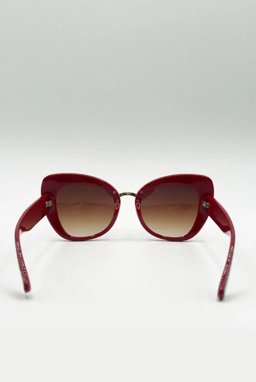 SVNX Oversized Cat-Eye occhiali da sole marrone leopardati
