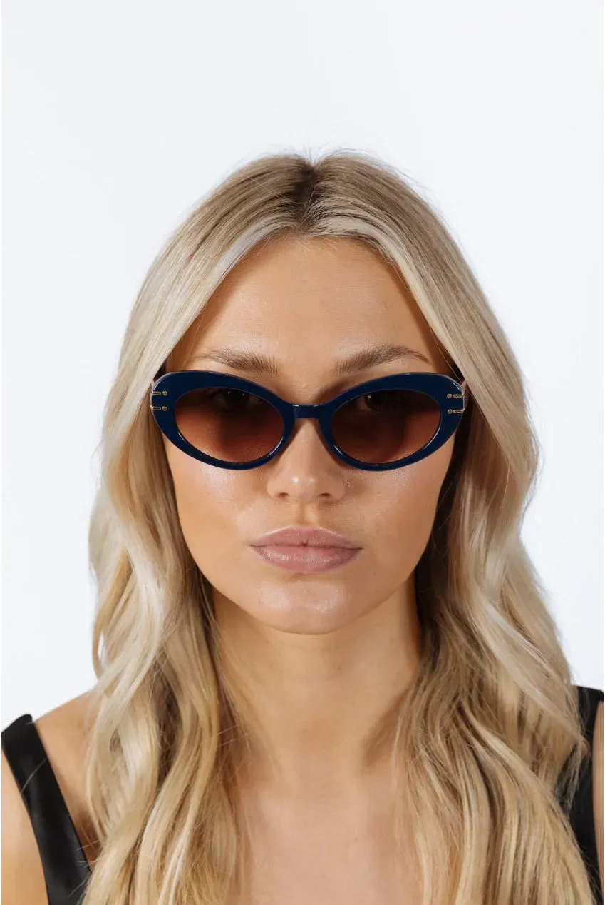 SVNX Oval Cat-Eye occhiali da sole blu marroni