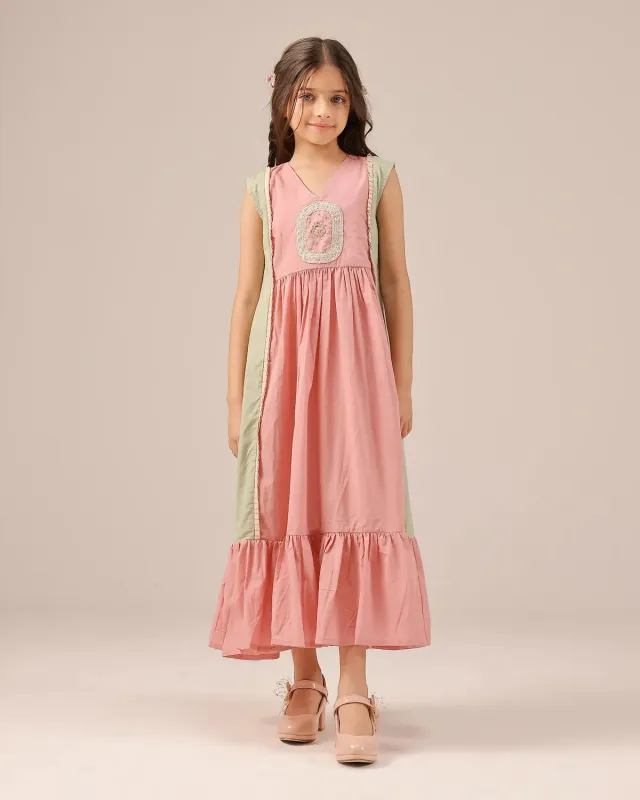 Our Dve Merry Berry Dress abito bambina rosa verde