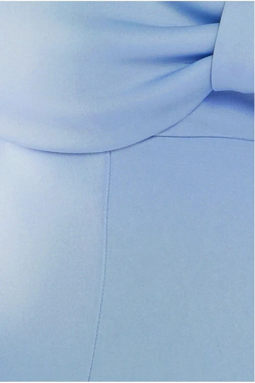 Goddiva Bow Midi Abito Azzurro Scollo Bardot Linea A