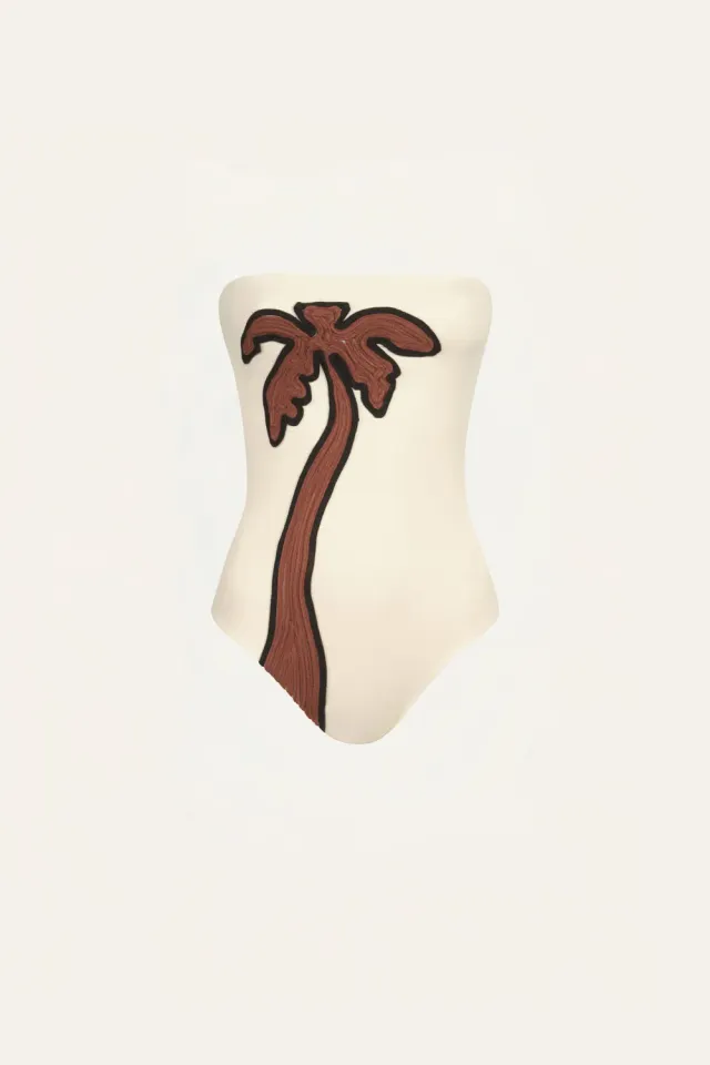 Johanna Ortiz Palm Texture costume intero ecru