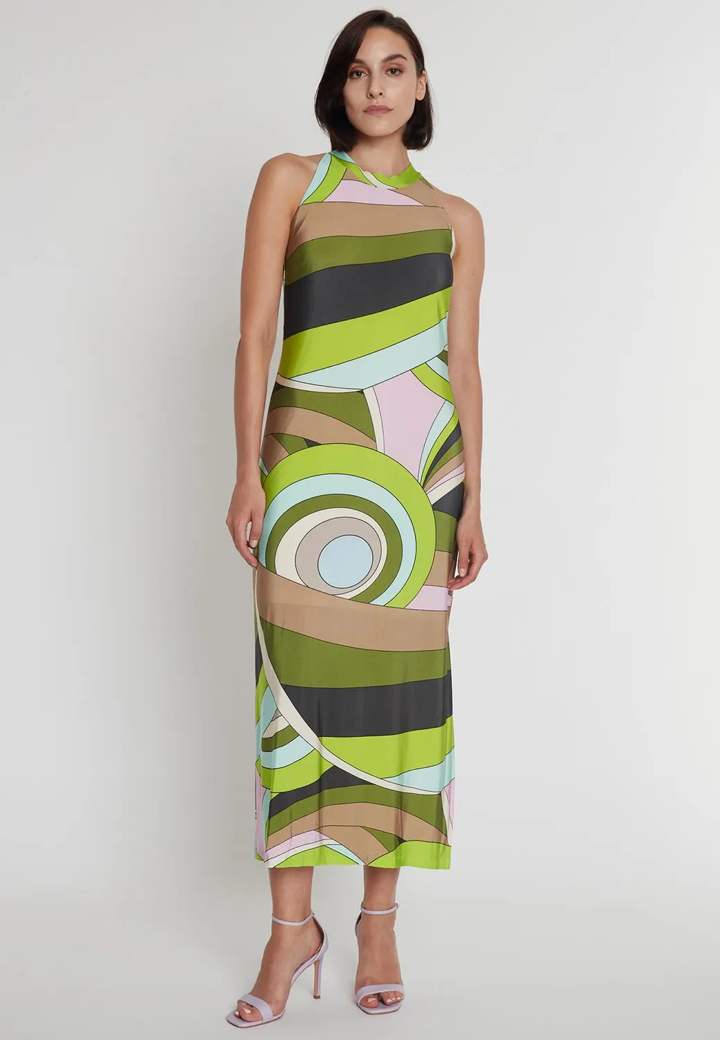 Ana Alcazar Pirtea abito maxi neckholder fantasia