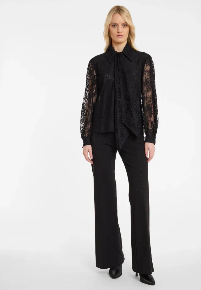 Ana Alcazar Abisia blusa nera in pizzo