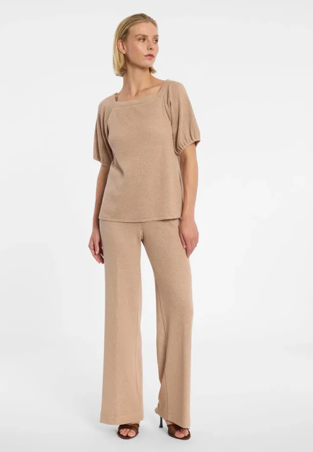 Ana Alcazar Dizia pantaloni maglia larghi beige