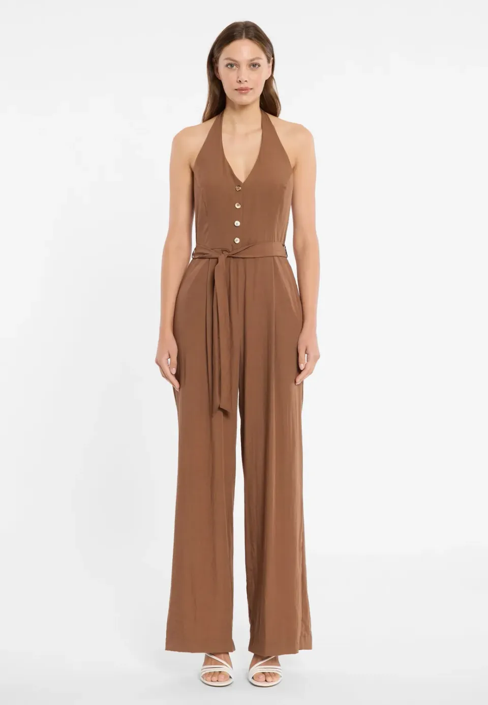 Ana Alcazar Dorexo tuta cappuccino halterneck
