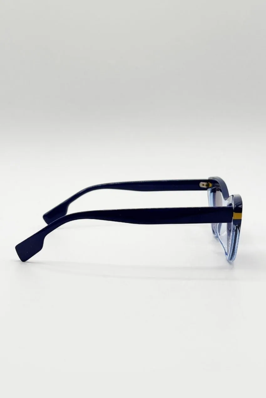 SVNX Two Tone Cat-Eye occhiali da sole blu protezione UV400
