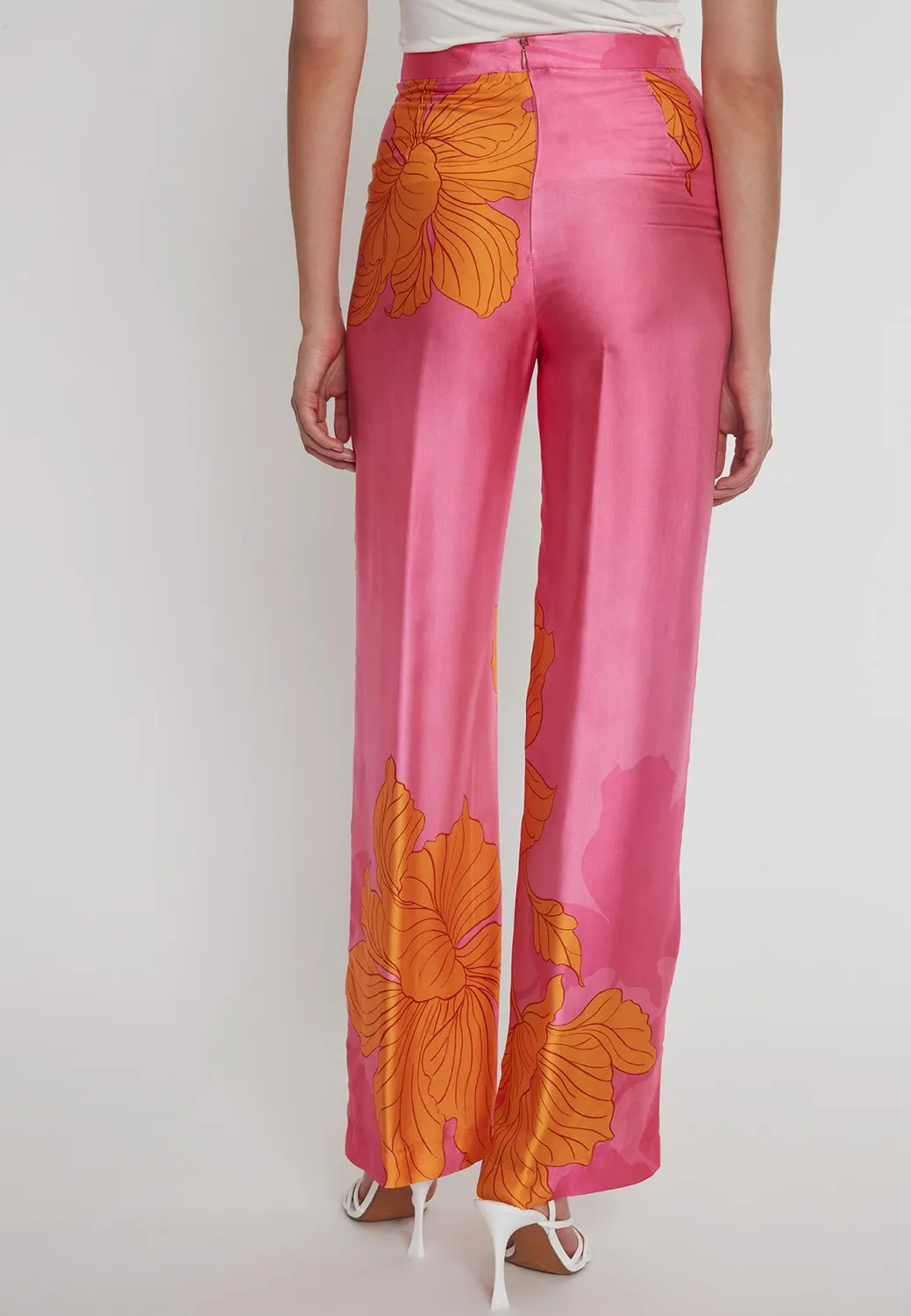 Ana Alcazar Paska pantaloni raso rosa a fiori