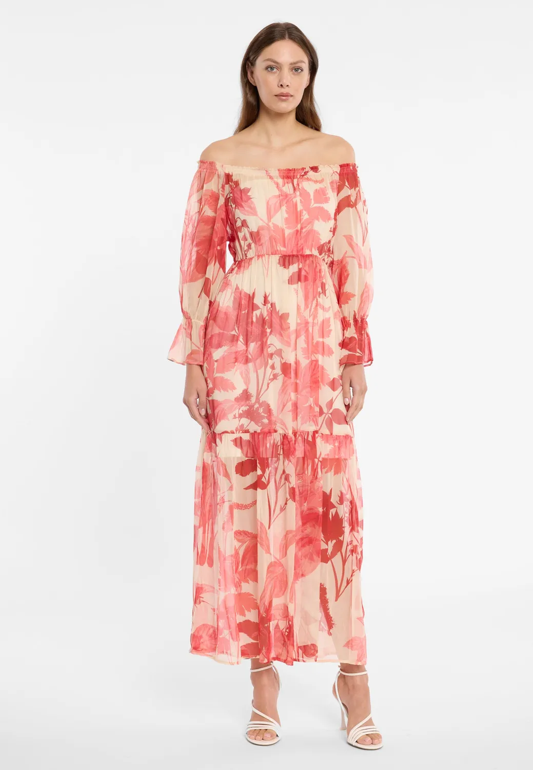 Ana Alcazar Doreyam abito lungo floreale off-shoulder