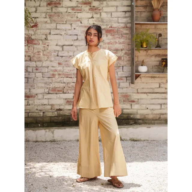 Our Dve Capsule 6 coordinato cotone marrone top+pantalone
