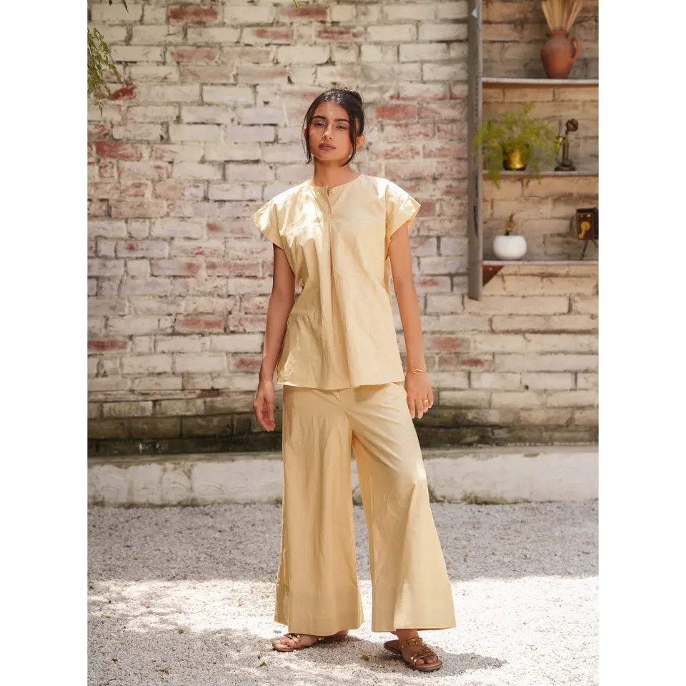 Our Dve Capsule 6 coordinato cotone marrone top+pantalone
