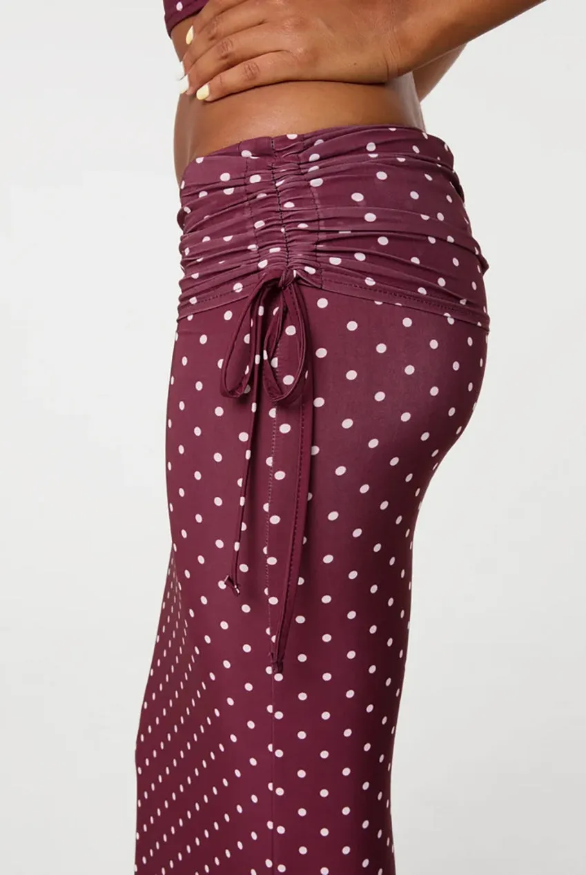 Pink Vanilla Polka Dot gonna maxi bordeaux pois