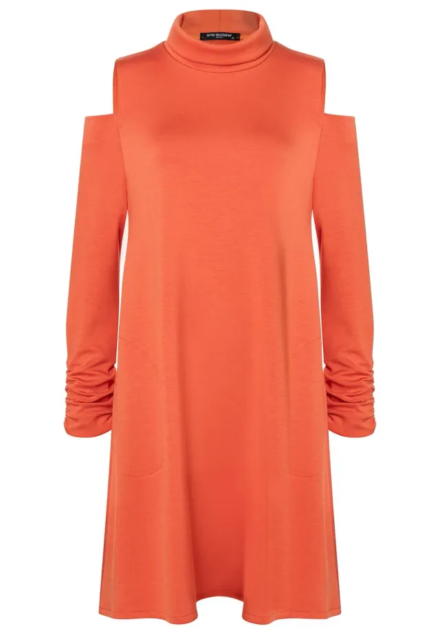 Ana Alcazar Saboja abito jersey arancio cut-out