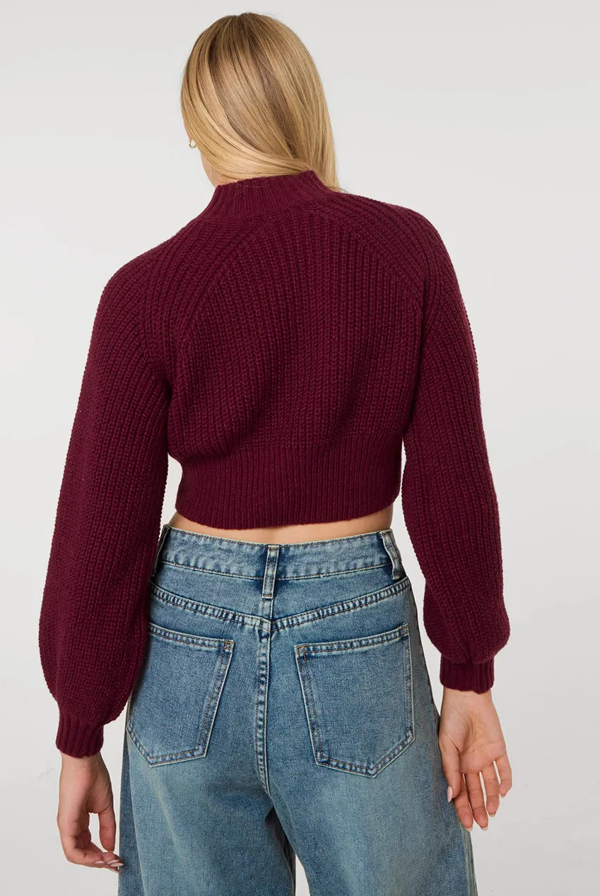Pink Vanilla High Neck maglione bordeaux collo alto