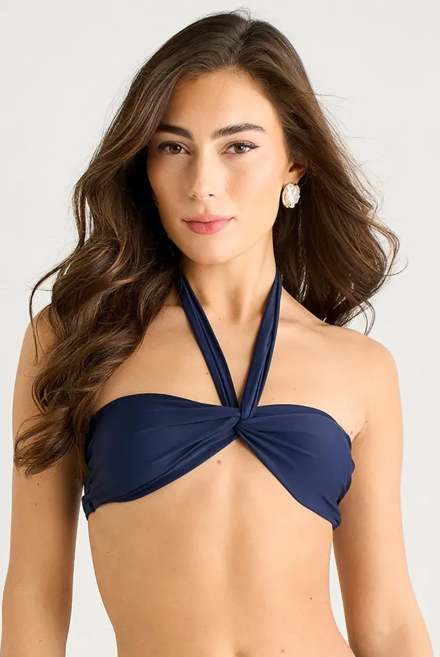 Gini London Twist Front top bikini blu navy