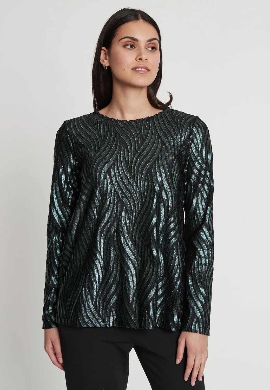 Ana Alcazar Ifina top velluto verde maniche lunghe