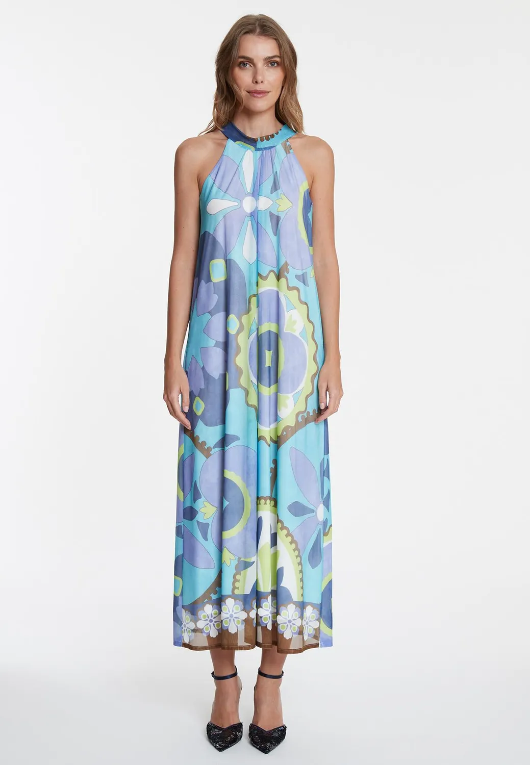 Ana Alcazar Wemonti abito maxi azzurro fiori