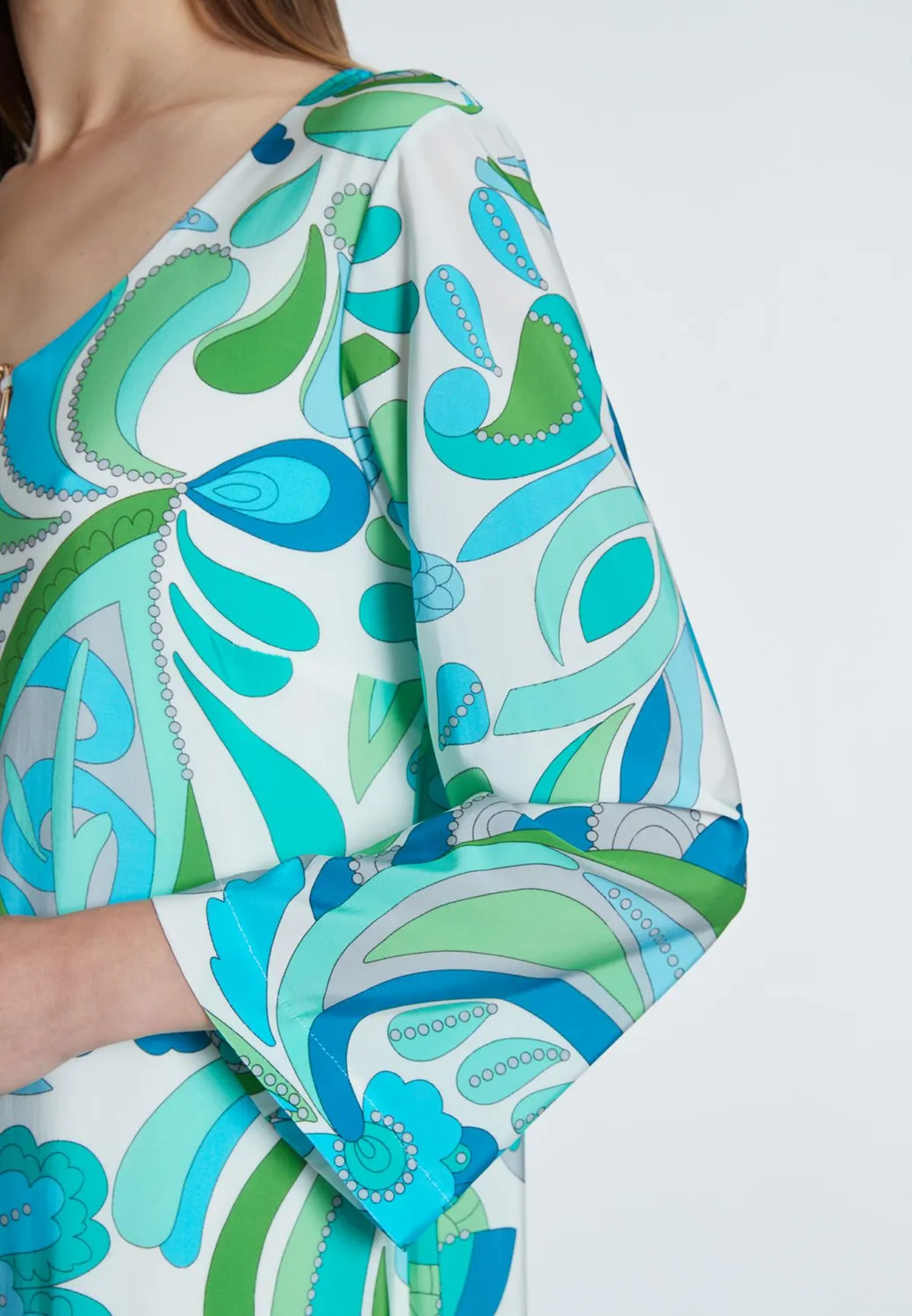 Ana Alcazar Riali caftano maxi jersey foglie