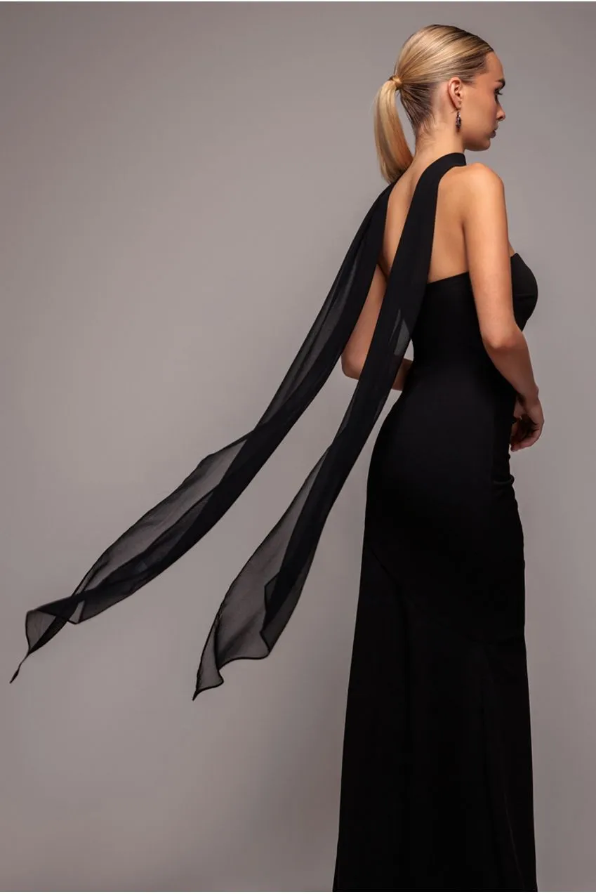 Goddiva Chiffon Scarf sciarpa chiffon nera elegante
