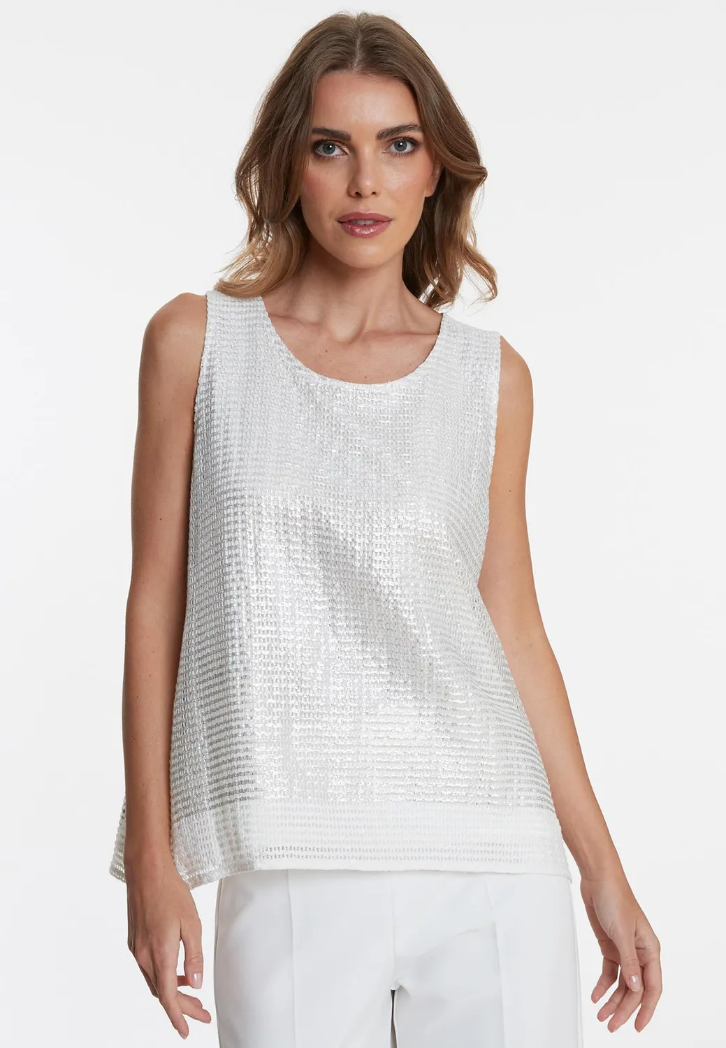 Ana Alcazar Wahy top mesh bianco linea A