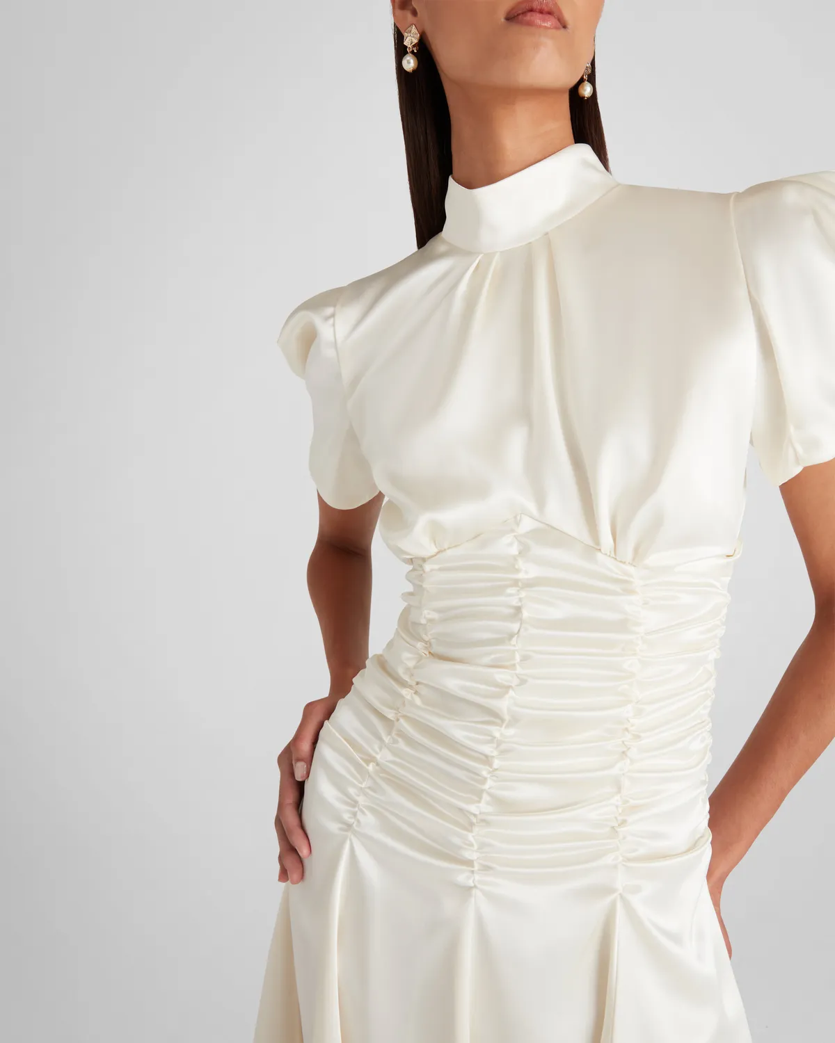 Violante Nessi Balthus vestito avorio cady satin
