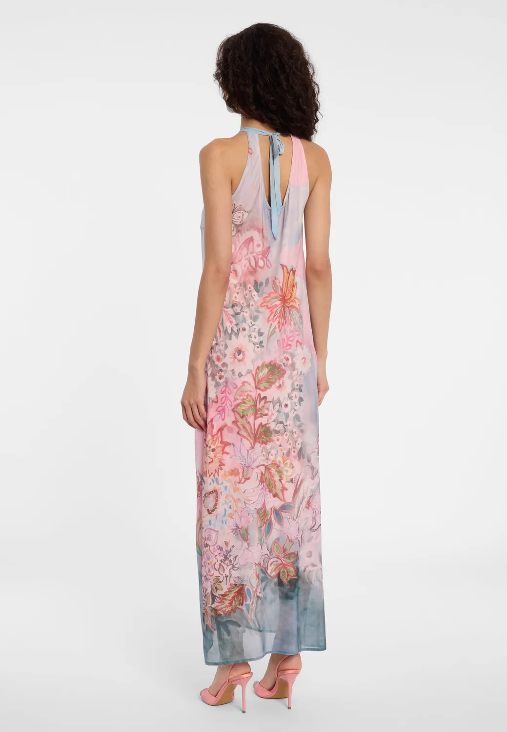 Ana Alcazar Desly abito maxi floreale rosa