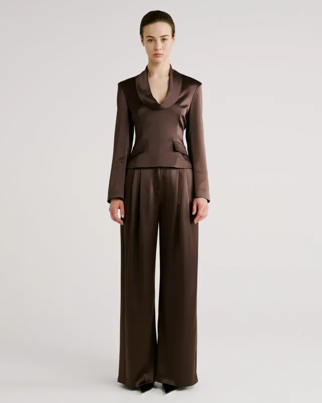 Violante Nessi Kendall camicia marrone cady satin
