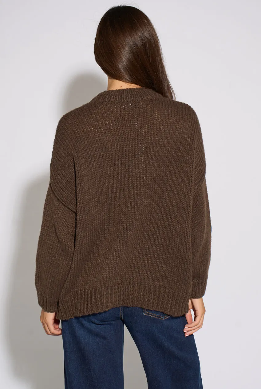 Goddiva Gini London Maglione Dolcevita Marrone floreale