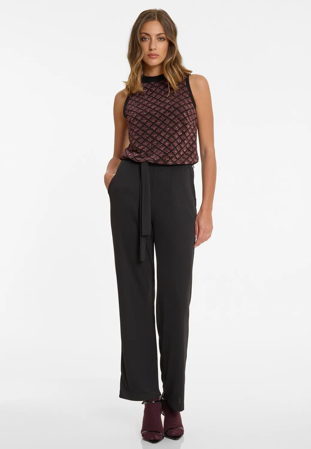 Ana Alcazar Ably tuta bordeaux lurex