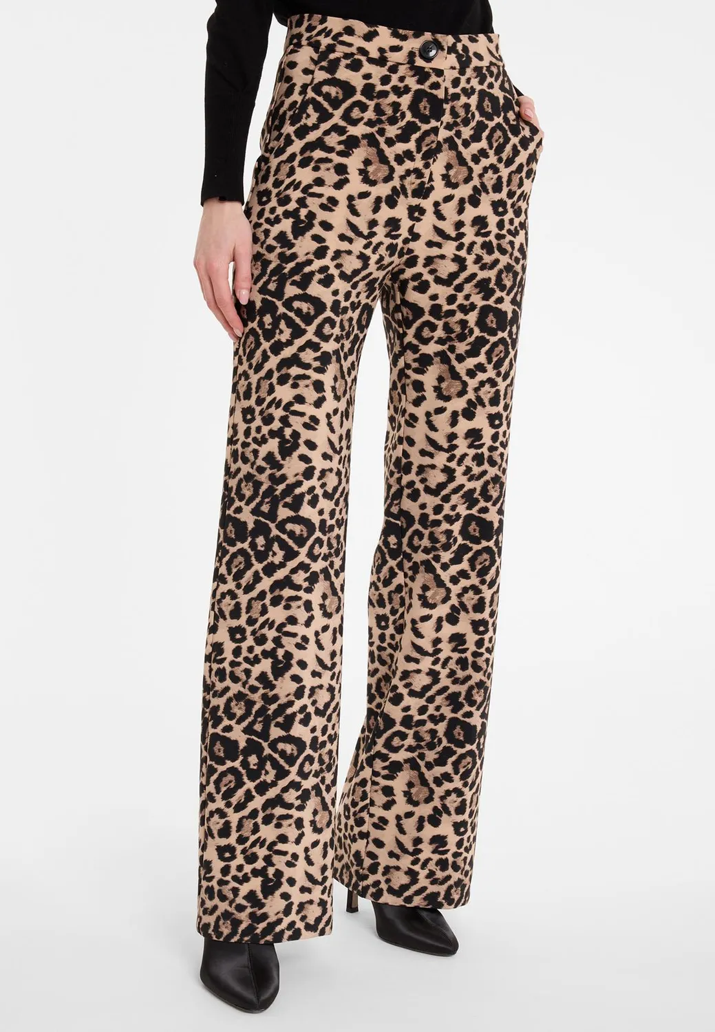 Ana Alcazar Adami pantaloni palazzo leopardati beige